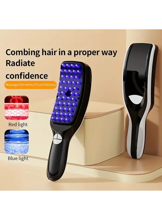 مشط تدليك فروة الرأس الكهربائي الأسود، شاحن عبر USB، ضوء أحمر وأزرق، تصفيف الشعر، هدية للنساء - Image 4