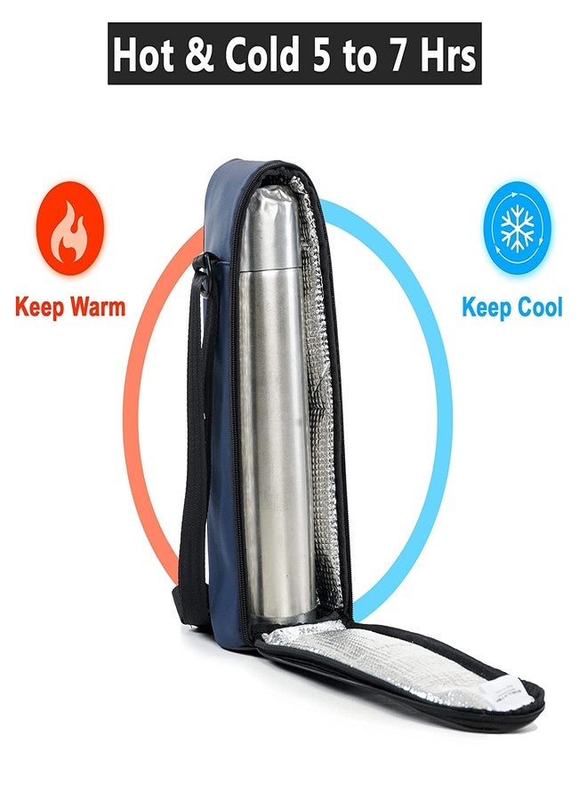 Atipriya Insulated Water Bottle Bag 2 Litre Premium Silk Touch Polyester Sleeve Cover | Blue/Black - Image 2