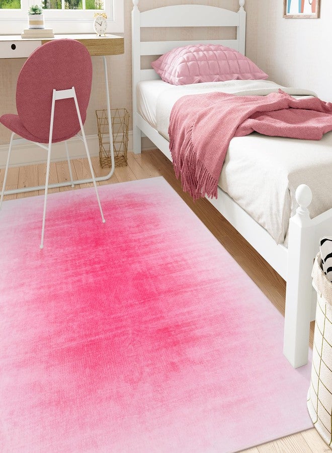 Collive Hot Pink 5x7 Area Rugs for Bedroom Girls, Contemporary Abstract Ombre Nursery Rug Washable Non-Slip Living Room Rugs, Soft Cute Baby Bedside Carpet for Dorm Playroom, Kids Room - Image 3