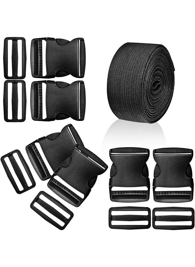 DIY Crafts DIY Crafts 4 Piece 2 Inches 1 Kit DIY Strap 2 Plastic Buckles Flat Side Release Buckles and Triglides with One Spool 5 Yards 2 Inch Wide Polypropylene Webbing 1 Kit DIY Strap 2 Nylon  - Image 1