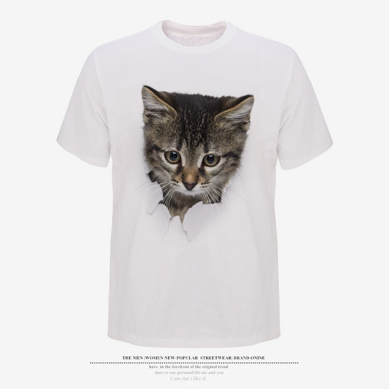 Wish 3D Cat Pattern Printed Men's T-Shirt 3D Printed Short-Sleeved Temtemu - Image 1
