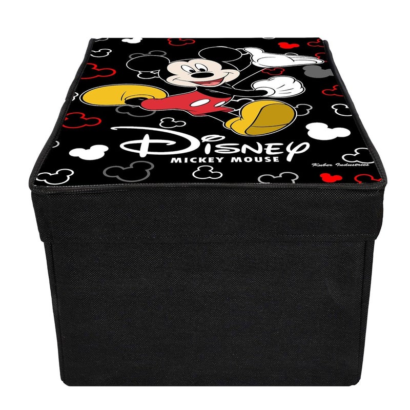 Kuber Industries Disney Mickey Mouse Print Rectangular Non Woven Fabric Foldable Shirt Cover Storage Organizer Box with with Lid Black Extra Large KUBMART3464 Standard - Image 4