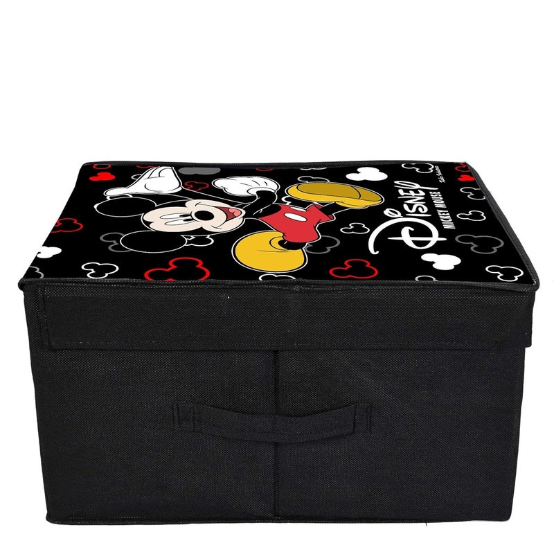 Kuber Industries Disney Mickey Mouse Print Rectangular Non Woven Fabric Foldable Shirt Cover Storage Organizer Box with with Lid Black Extra Large KUBMART3464 Standard - Image 3