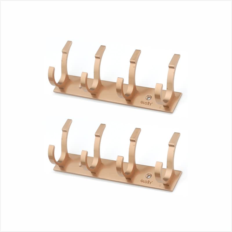 GLOXY GLOXY Stainless Steel Bathroom Accessories 4 Hooks Plate Wall Mount Door Back Hanger Pins for Hanging Cloth Set Shirt Bar Towel Rack Robe Key 4 Pin khuttiRose Gold Pack of 2 - Image 1