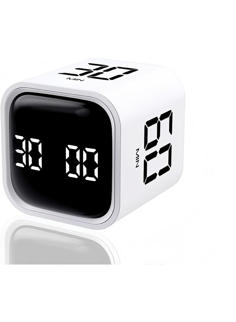 Joyelink Digital Cube Pomodoro Timer Desk Rechargeable Productivity Timer，Custom Countdown, Vibration & Adjustable Sound Alarm,for Task Work Kitchen ADHD Kids Studying (White) - Image 1