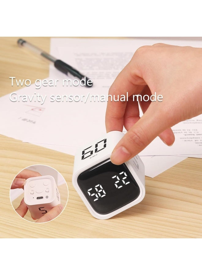 Joyelink Digital Cube Pomodoro Timer Desk Rechargeable Productivity Timer，Custom Countdown, Vibration & Adjustable Sound Alarm,for Task Work Kitchen ADHD Kids Studying (White) - Image 2
