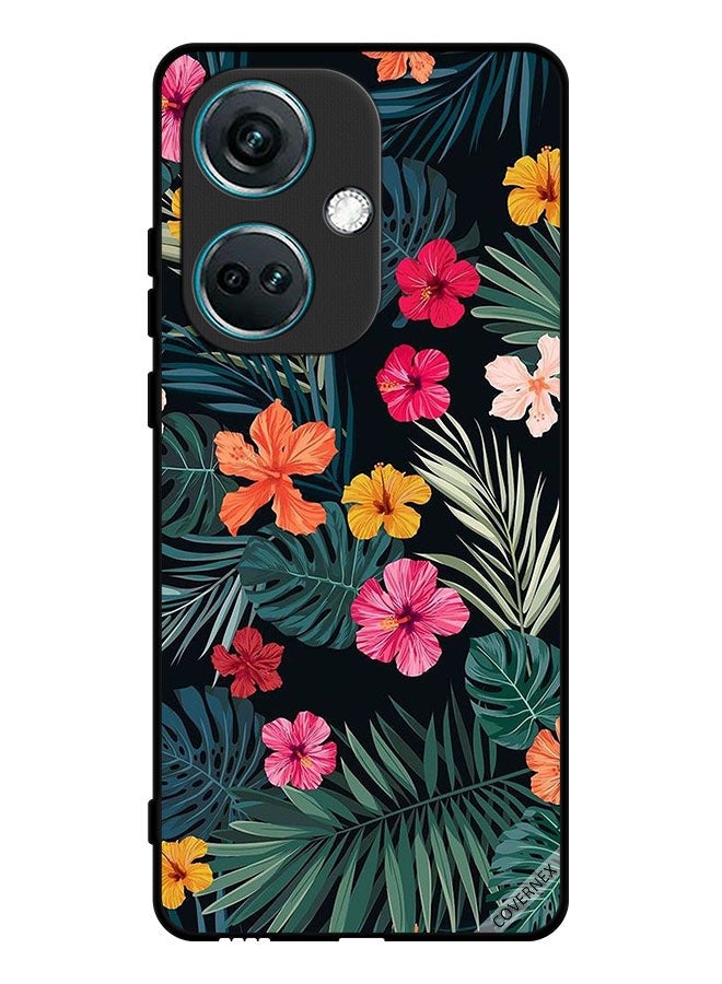 Covernex Protective Case Cover For OnePlus Nord CE3 Multi Color Flowers And Dark Green Feathers - Image 1