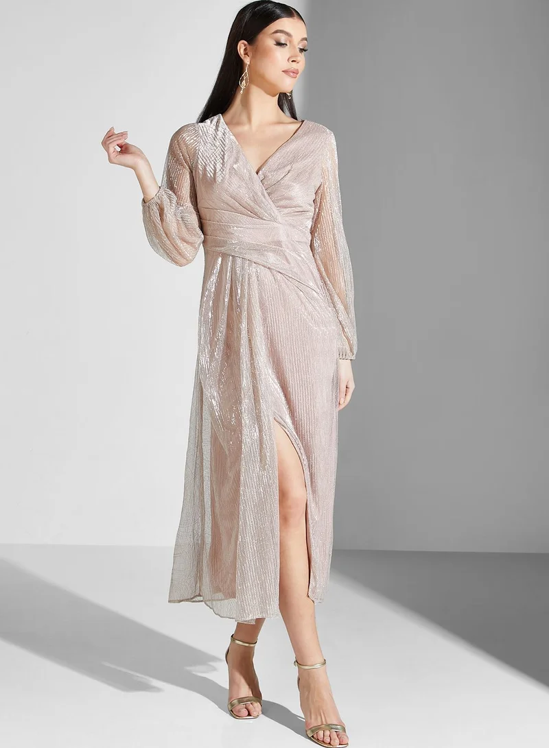 Adrianna Papell Surplice Neck Tiered Dress