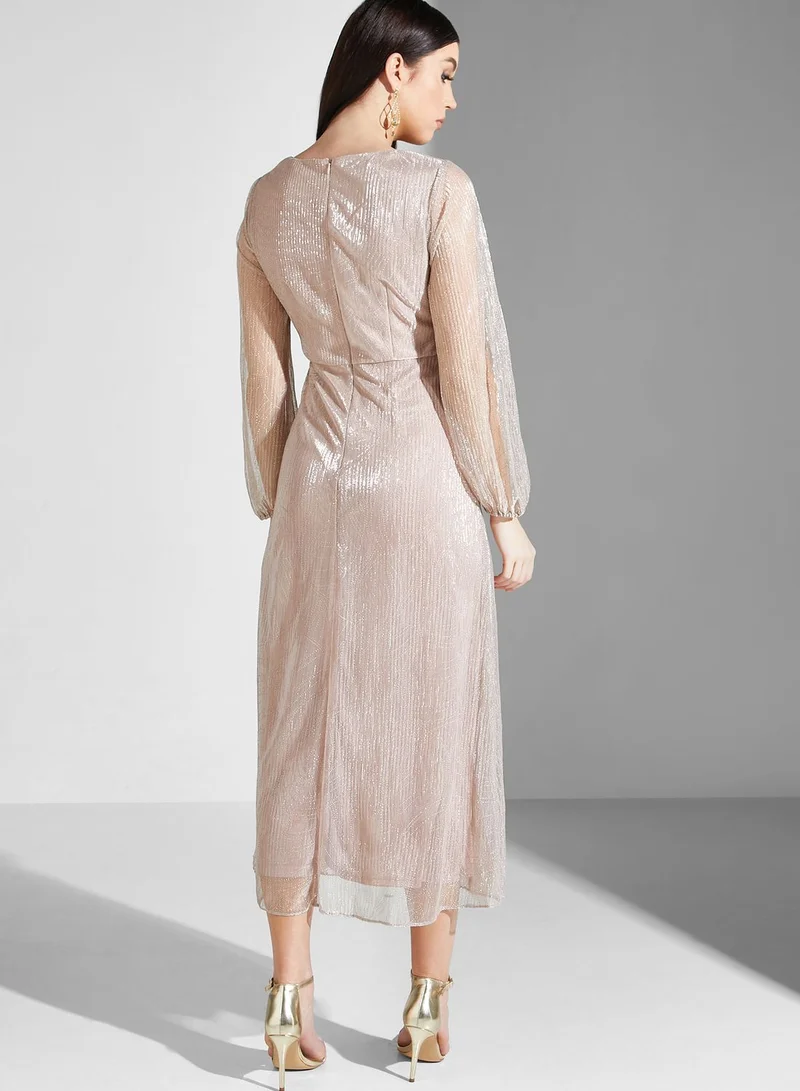 Adrianna Papell Surplice Neck Tiered Dress