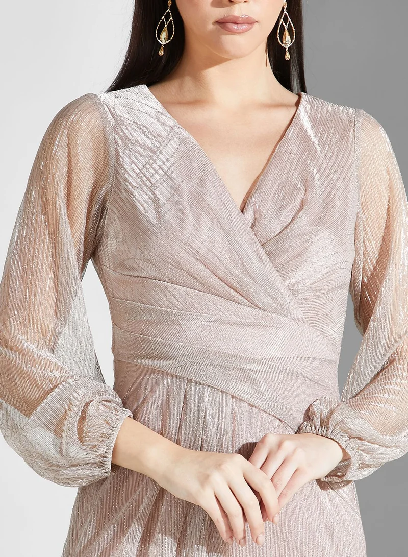 Adrianna Papell Surplice Neck Tiered Dress