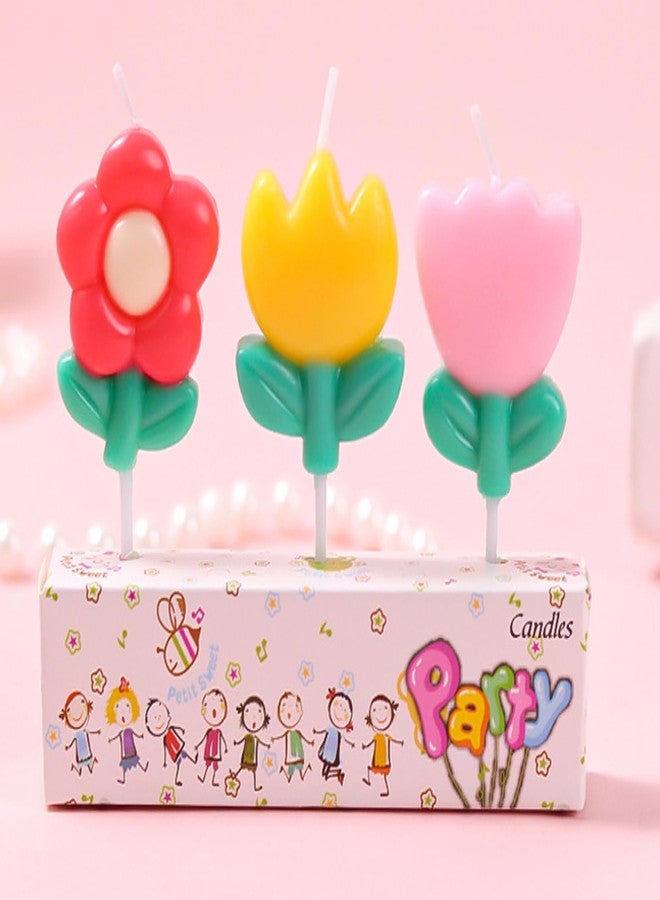 T-shin Cartoon Flower-Shaped Birthday Candles for Fun Celebration,3 PCS Vibrant Colors Surprise Birthday Candles,Funny Baby Kids Children Happy Birthday Candle Ornament,Party Supplies,Cake Decoration - Image 2