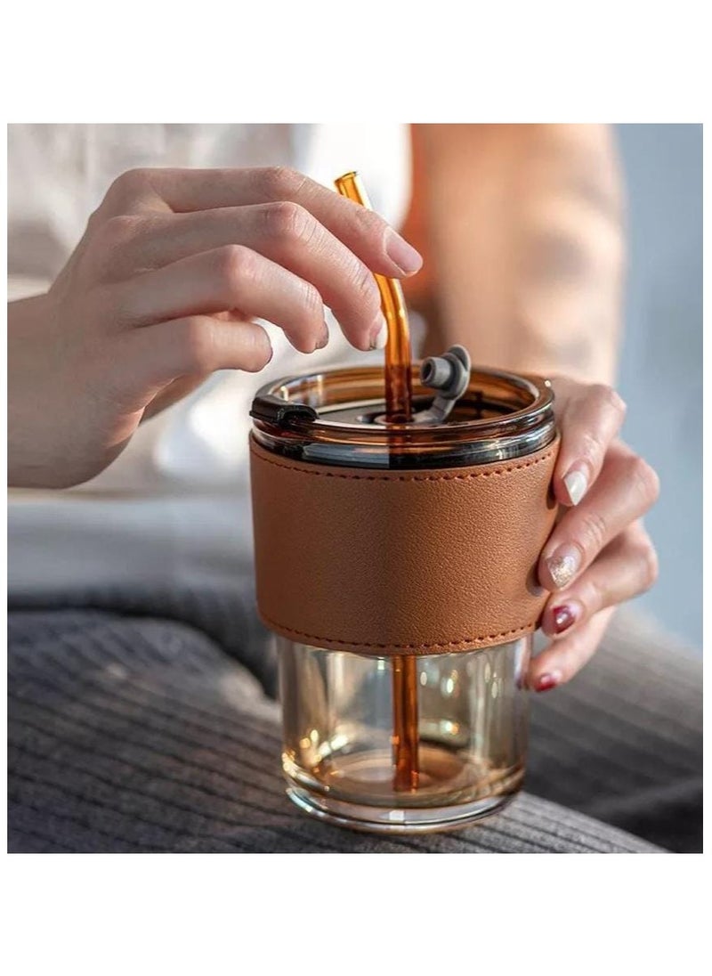 Generic - Thermal cup with a shell and a tight leather cover, cold or cool, multi-colored + transparent sleeve - Image 1