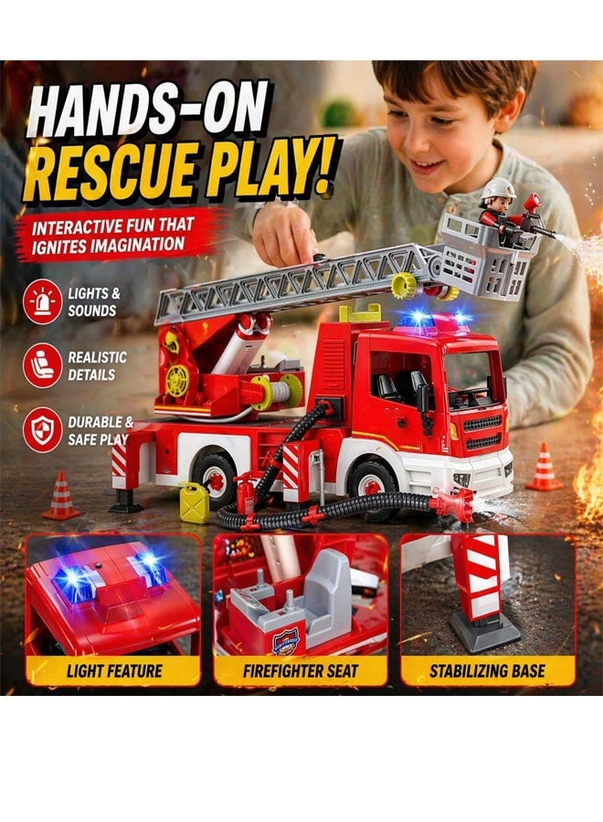 Bukela Fire Truck Toy,Extendable Ladder,Firefighter Truck for Kids,Pretend Play Gift - Image 4