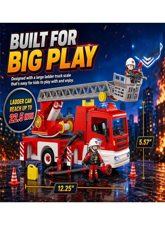 Bukela Fire Truck Toy,Extendable Ladder,Firefighter Truck for Kids,Pretend Play Gift - Image 3