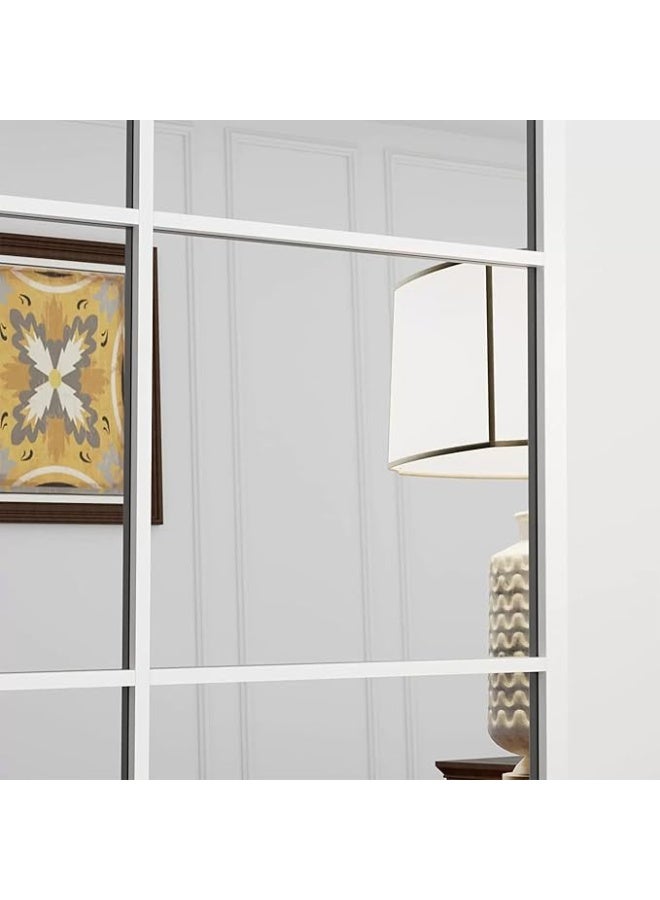 Vphom مرآة حائط مستطيلة عصرية بنمط نافذة (180×80 سم) - تصميم شبكي معدني أبيض مزخرف لغرفة المعيشة والمدخل | مرآة كبيرة معلقة بطول كامل بزجاج عالي الدقة مقاوم للانفجار - Image 5