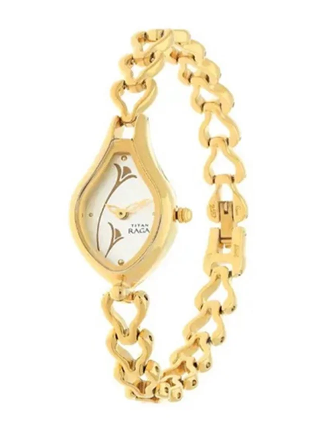 TITAN Titan Raga Quartz Analog Women Watch Silver Dial With Golden Colour Metal Strap
