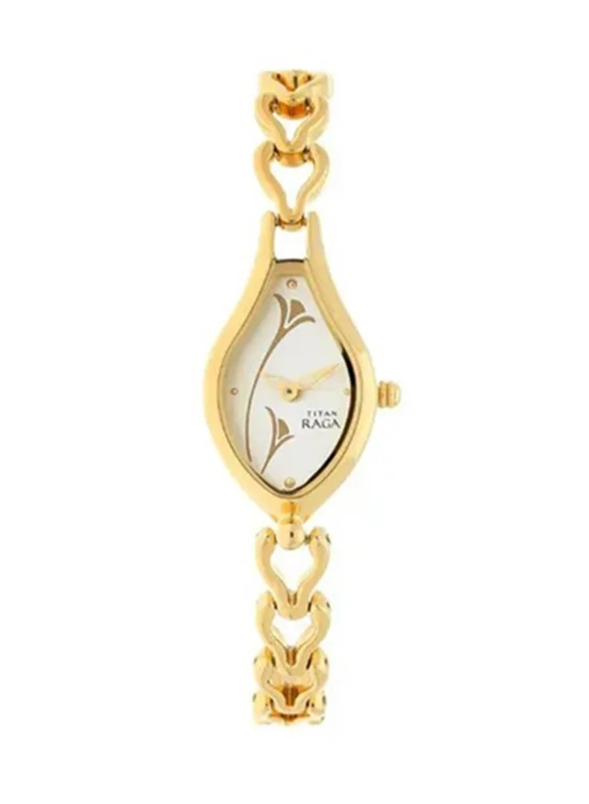 TITAN Titan Raga Quartz Analog Women Watch Silver Dial With Golden Colour Metal Strap