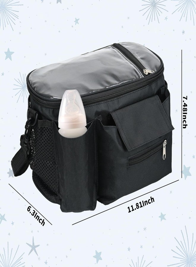 Smlper Large Universal Stroller Caddy Bag, Stroller Organizer with Cup Holder / Detachable Shoulder Strap, Waterproof Baby Travel Gear for Baby Stroller (Black) - Image 4