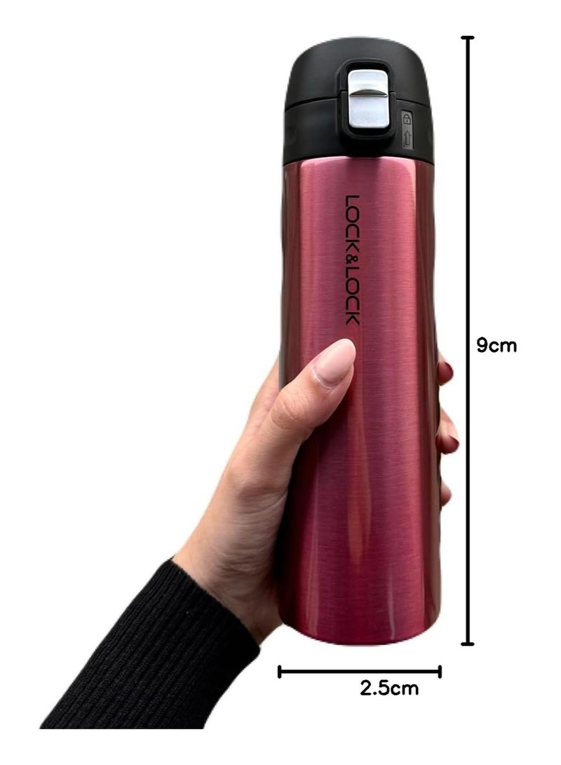 LOCK & LOCK LocknLock 500ml Feather Light Vacuum Tumbler in Ruby Red- Stainless Steel, Double-Vacuum Insulation, Stylish & Portable - Image 2
