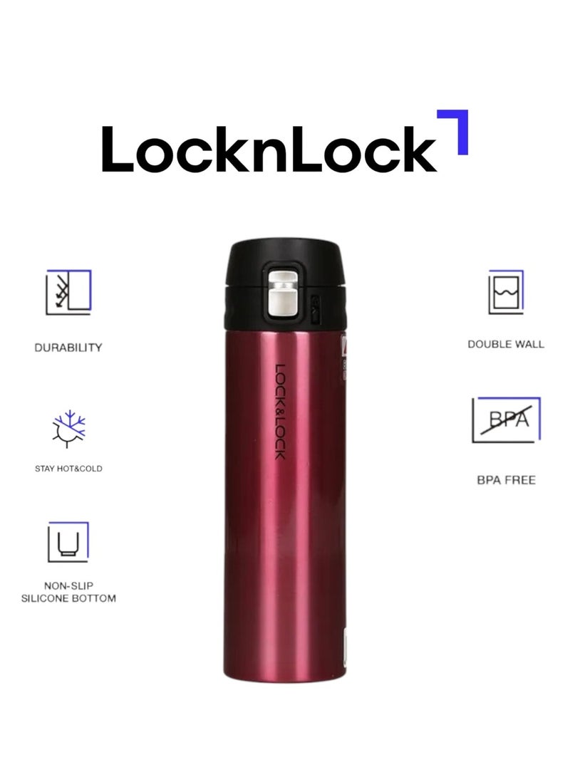 LOCK & LOCK LocknLock 500ml Feather Light Vacuum Tumbler in Ruby Red- Stainless Steel, Double-Vacuum Insulation, Stylish & Portable - Image 1