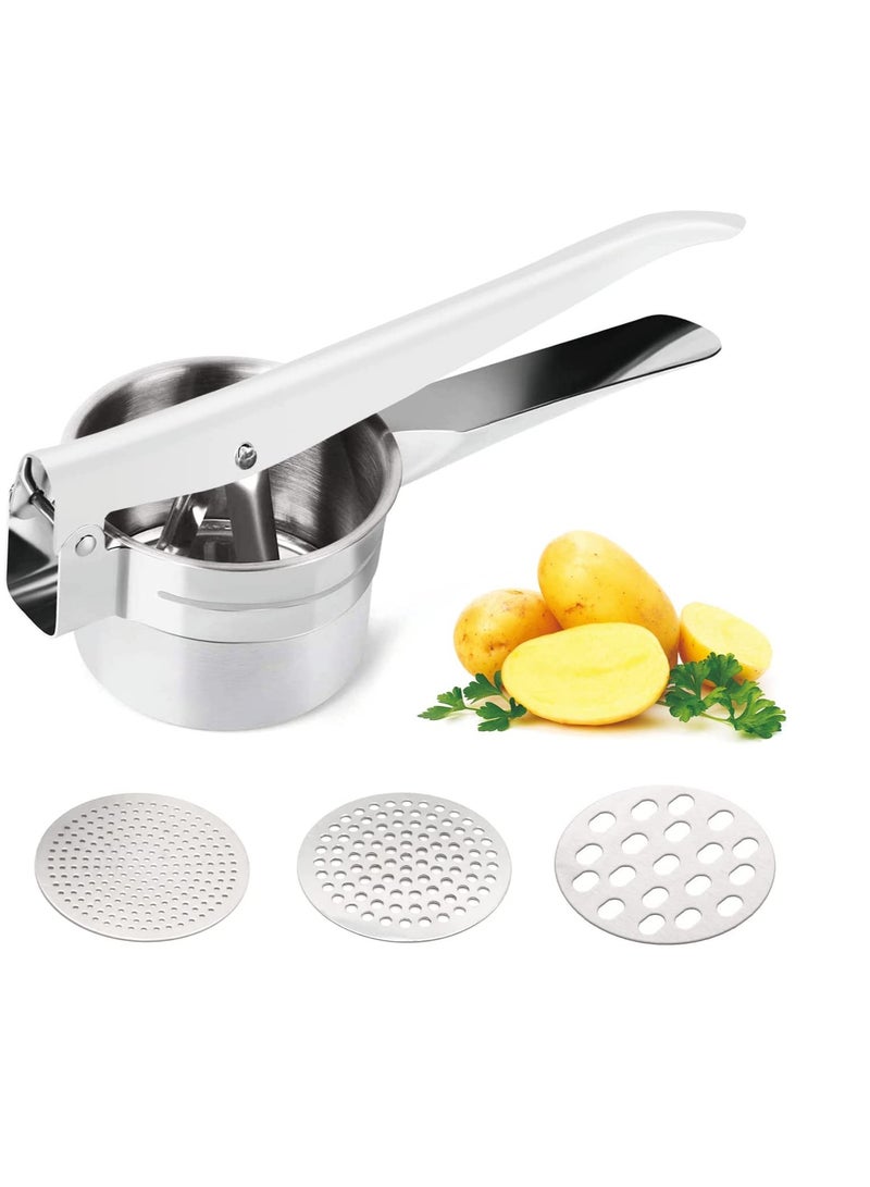 Excefore Potato Ricer, Stainless Steel Lemon Squeezer Manual, Garlic Press with 3 Removable and Interchangeable Discs, Masher Ricer Kitchen Tool for Fruit Potato Garlic Vegetable Cheese - Image 1