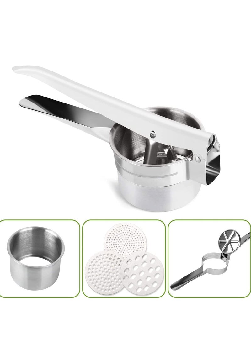 Excefore Potato Ricer, Stainless Steel Lemon Squeezer Manual, Garlic Press with 3 Removable and Interchangeable Discs, Masher Ricer Kitchen Tool for Fruit Potato Garlic Vegetable Cheese - Image 3