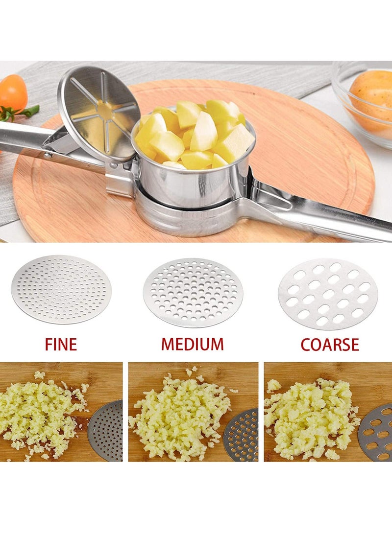 Excefore Potato Ricer, Stainless Steel Lemon Squeezer Manual, Garlic Press with 3 Removable and Interchangeable Discs, Masher Ricer Kitchen Tool for Fruit Potato Garlic Vegetable Cheese - Image 4