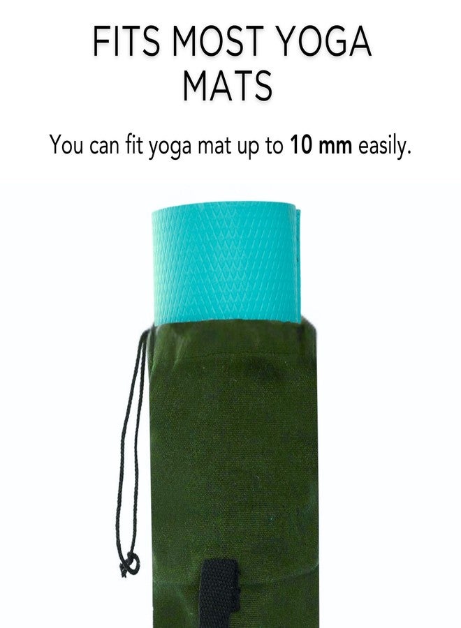 PANFIKH Dual Strap Yoga Mat Cover Bag for Thick Yoga Mat for Women, Yoga Mat Bag with Drawstring Opening and Zipper Pocket, Large Yoga Mat Carry Bags with Adjustable Straps - 32x10.5 cm (Olive Green) - Image 3
