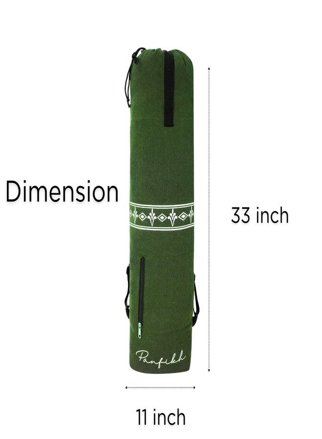 PANFIKH Dual Strap Yoga Mat Cover Bag for Thick Yoga Mat for Women, Yoga Mat Bag with Drawstring Opening and Zipper Pocket, Large Yoga Mat Carry Bags with Adjustable Straps - 32x10.5 cm (Olive Green) - Image 5