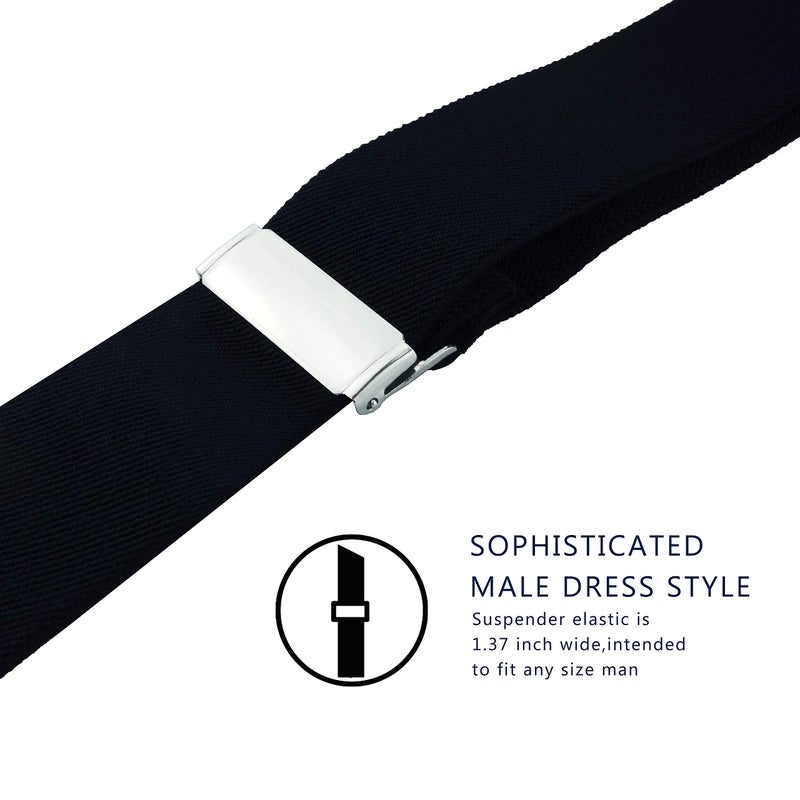Vauhse Suspenders for Men, Adjustable Suspenders with Elastic Straps Y-Back Construction Heavy Duty for Work Black - Image 2
