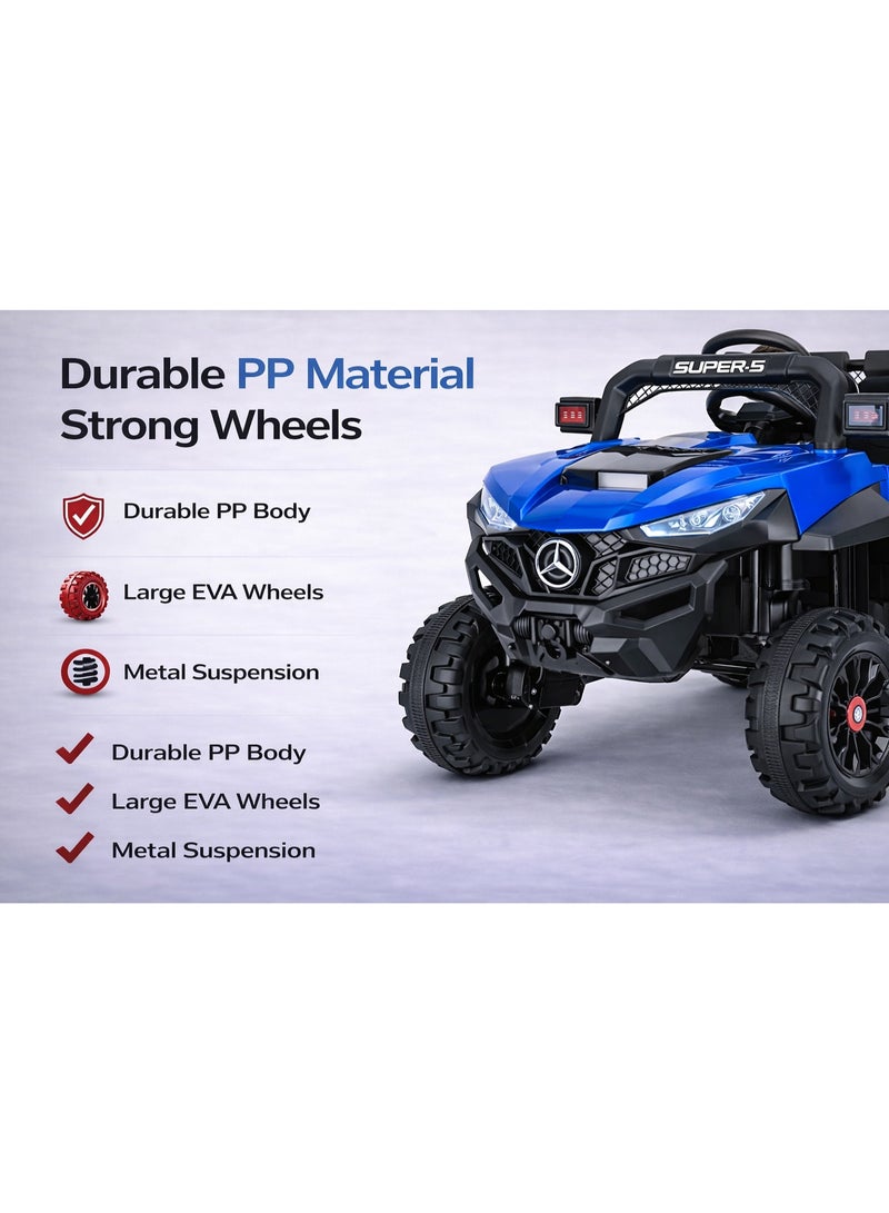 12V Kids Ride On Electric Car with Remote Control, 4WD Off-Road SUV, LED Lights, Music Player, USB & AUX, Dual Seat, Battery Powered Toy Car for Boys & Girls 2-8 Years - Image 3
