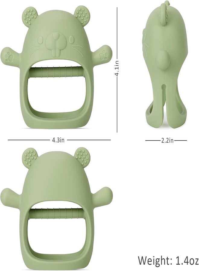 Onomie Baby Teething Toys for Babies 0-6 Months-Baby Teether,Anti-Drop Silicone Mitten Teething Toy for Soothing Sore Gums,Teething Pacifier,Baby Toys 6 to 12 Months-Ideal Travel Essentials for (Light Pink, Groundhog) - Image 2