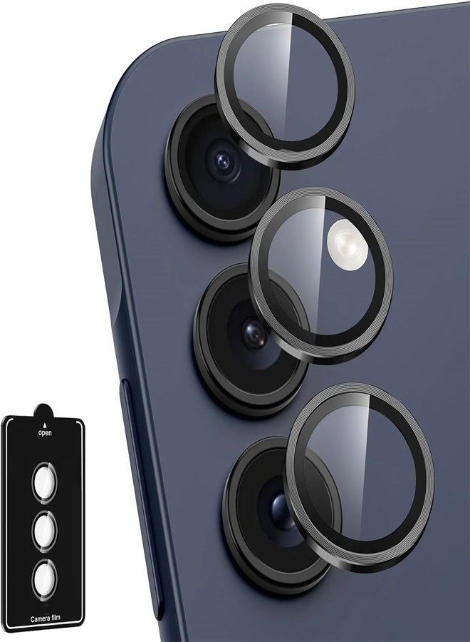 General Compatible with Galaxy A55 5G Camera Lens Protector 9H Tempered Glass Camera Cover Protector Metal Individual Ring for Galaxy A55  - Image 1