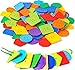 KUTOI 70 Pcs Montessori Lacing Threading Toy Geometric Shaped Large Beads for Kids Crafts Preschool Activities and Daycare Toys Autism Learning Materials and Fine Motor Skills Toys for 3 4 5 6 Year Old - Image 2