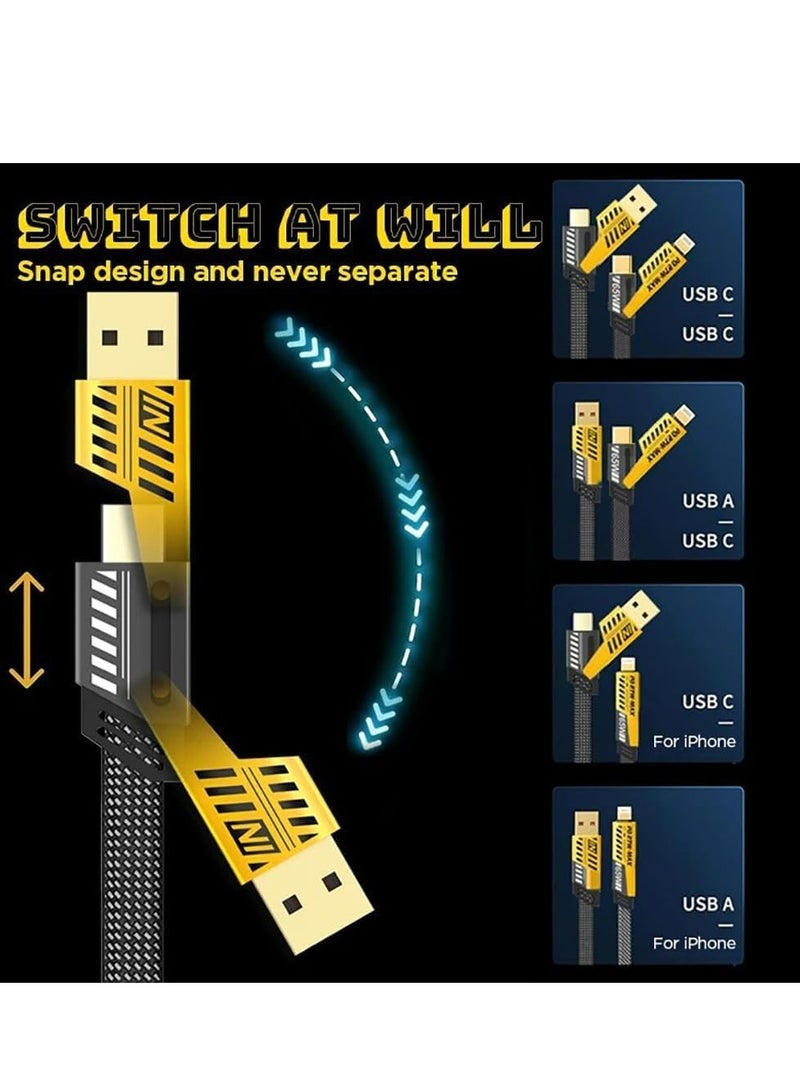 Loquat 4 in 1 USB Charging Cable, 65W USB C, Braided Metal, for Smartphones, incl. Cable Holder - Image 5