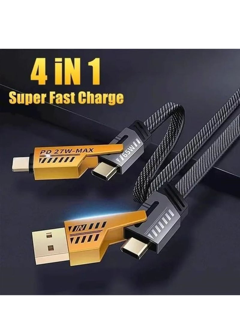 Loquat 4 in 1 USB Charging Cable, 65W USB C, Braided Metal, for Smartphones, incl. Cable Holder - Image 3