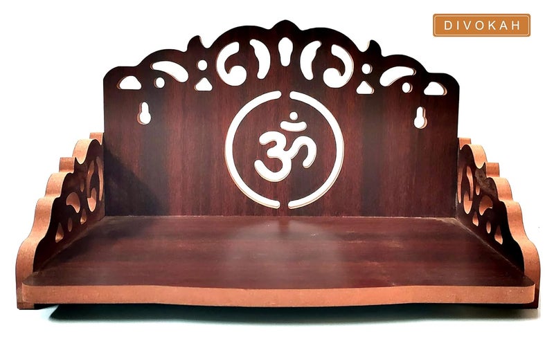 DIVOKAH Plywood Small Wooden Temple for Home Office and ShopWall Hanging TemplesinhasanPooja mandirPooja StandHindola 8 MM Plywood Thickness BR_OMO - Image 3