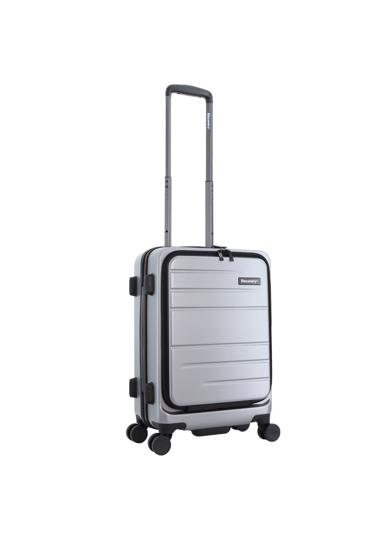 Discovery Patrol Hardside  20" Carry-On Small Cabin Business Travel Suitcase/ Front Open Laptop Compartment, 100% PC Lightweight Hard Shell Luggage, 4 Double Wheel, TSA Lock Trolley Bag Silver. - pzsku/Z433E856856A363C2D689Z/45/_/1720615550/2e73bca0-de79-42a4-956d-1f41ffcab8e0