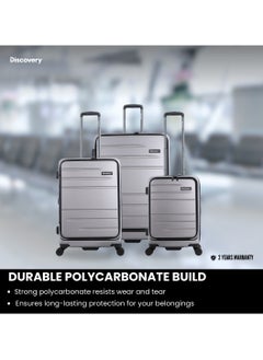 Discovery Discovery Patrol Hardside  20" Carry-On Small Cabin Business Travel Suitcase/ Front Open Laptop Compartment, 100% PC Lightweight Hard Shell Luggage, 4 Double Wheel, TSA Lock Trolley Bag Silver.  - Image 2