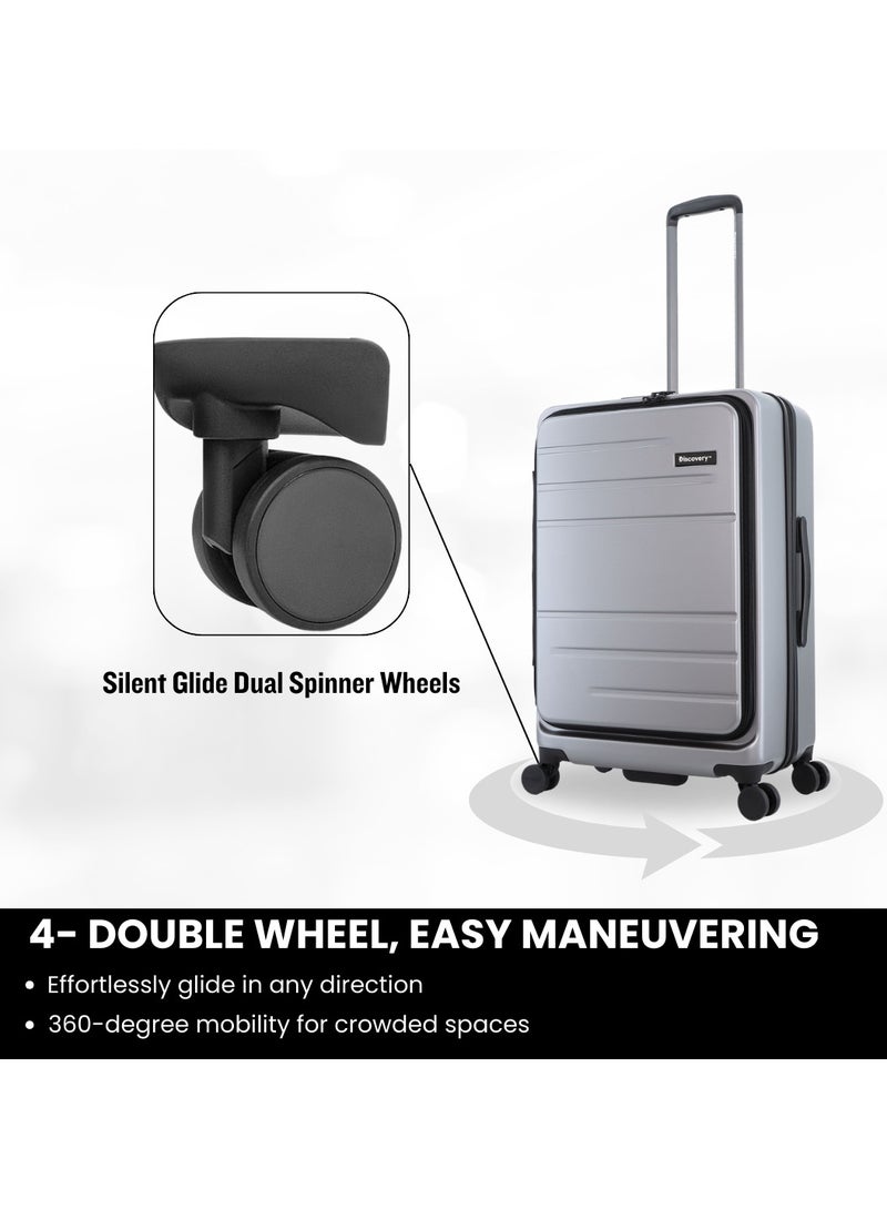 ديسكفري حقيبة سفر صغيرة بعجلات مزدوجة وقفل  فضية - Image 4