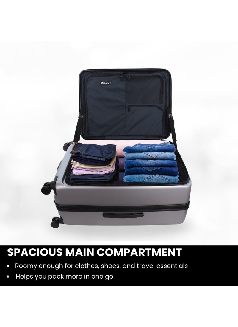 Discovery Patrol Hardside  20" Carry-On Small Cabin Business Travel Suitcase/ Front Open Laptop Compartment, 100% PC Lightweight Hard Shell Luggage, 4 Double Wheel, TSA Lock Trolley Bag Silver. - pzsku/Z433E856856A363C2D689Z/45/_/1727696329/65399a8d-e4fe-459d-a9aa-c36d22608c16