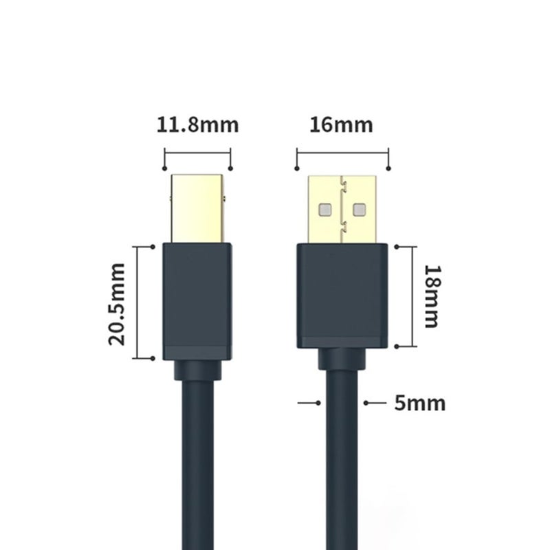 USB 2.0 Printer Cable Male to Male 3 Meters Data and Charging Cord for Printers Compatible Models High-Speed Transfer Black - Image 2