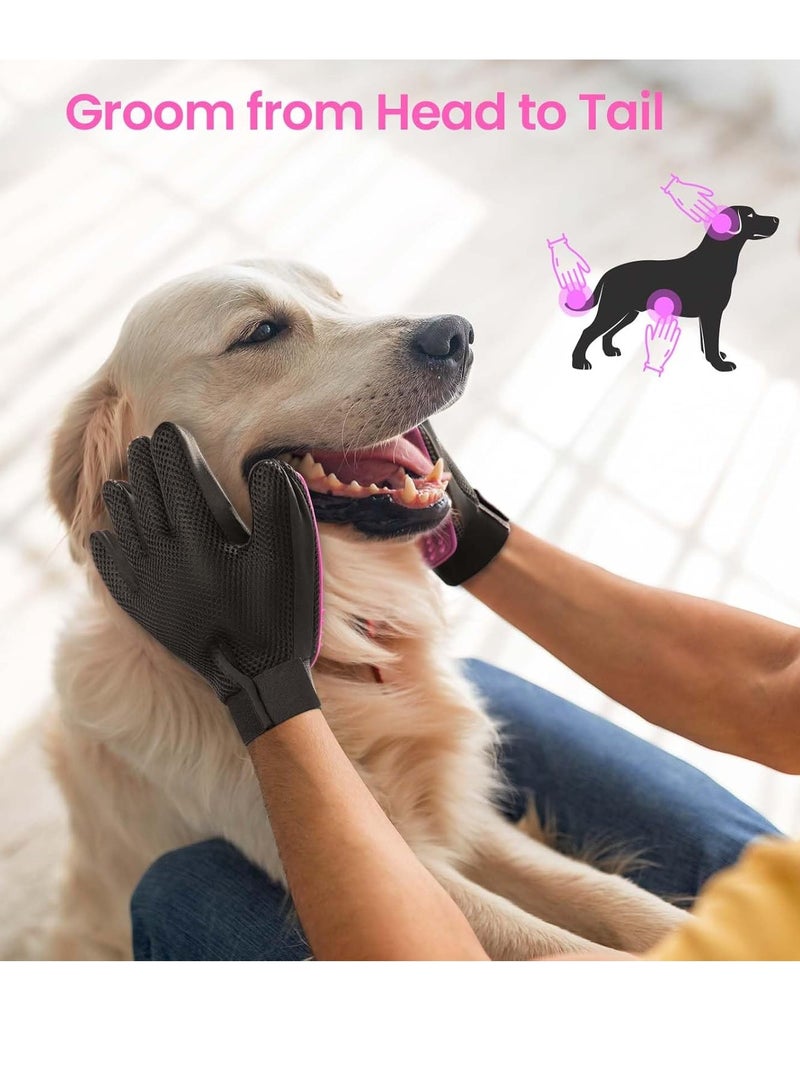 Bukela Pet Grooming Gloves, Upgrade Version with Enhanced 181 Silicone Grooming Tips, Hair Remover Mittens for Dogs & Cats, Bath Brush, 2 Pair (Pink)  - Image 2