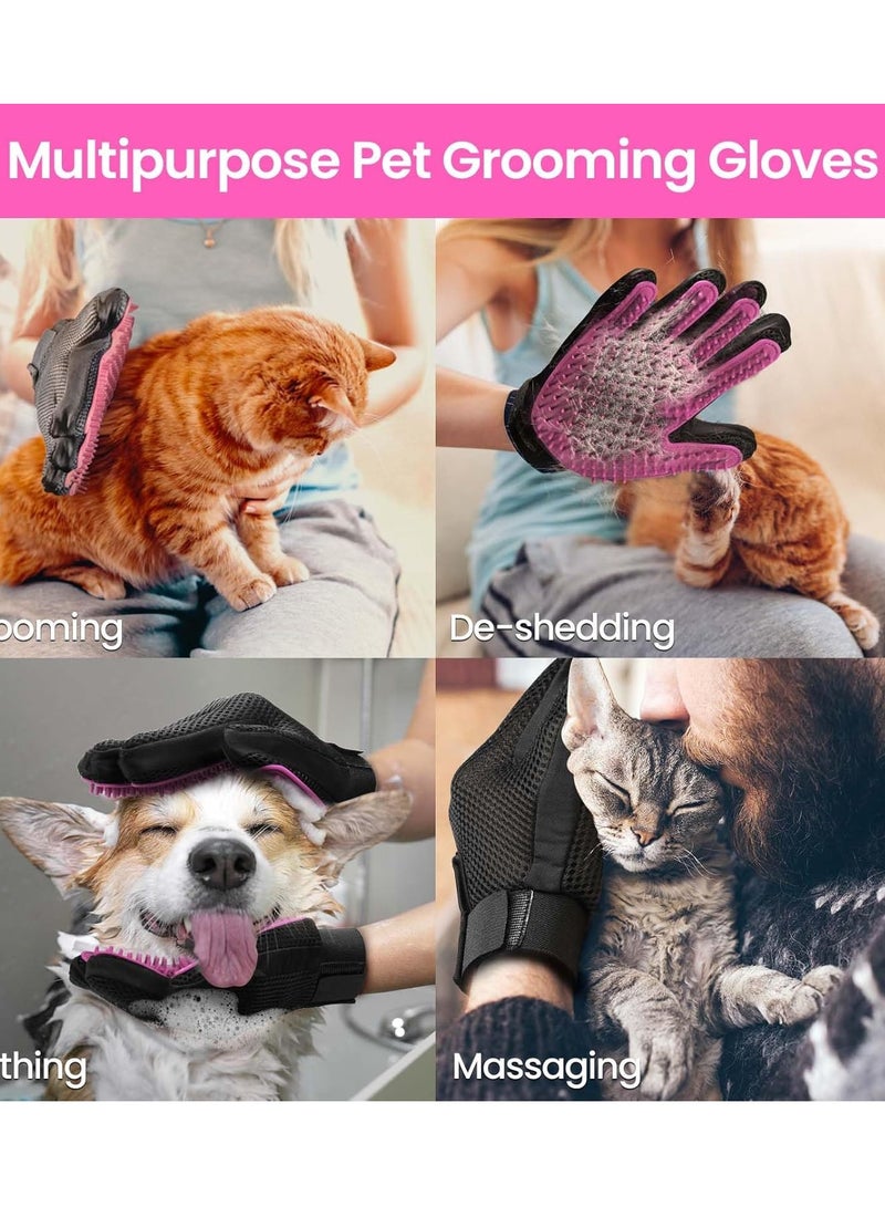 Bukela Pet Grooming Gloves, Upgrade Version with Enhanced 181 Silicone Grooming Tips, Hair Remover Mittens for Dogs & Cats, Bath Brush, 2 Pair (Pink)  - Image 4