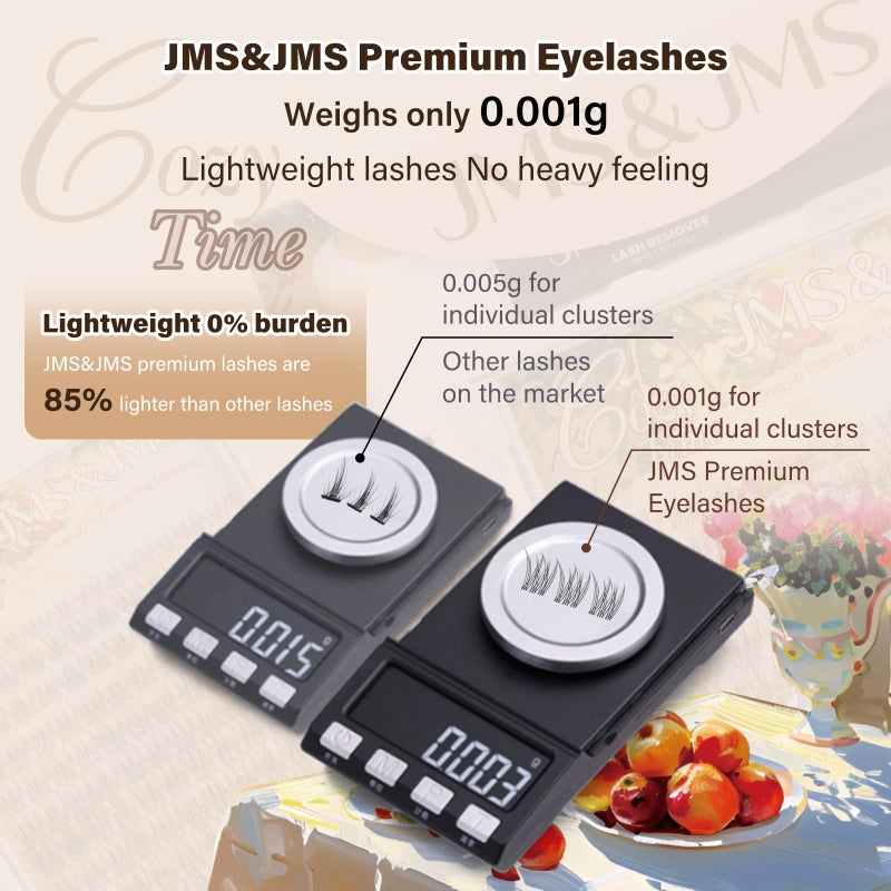 JMS&JMS Natural Look Lash Clusters Kit C Curl Fluffy Lash Clusters Wispy Eyelash Extension Kit Invisible Band with Waterproof DIY at Home(8-16MIX) - Image 2