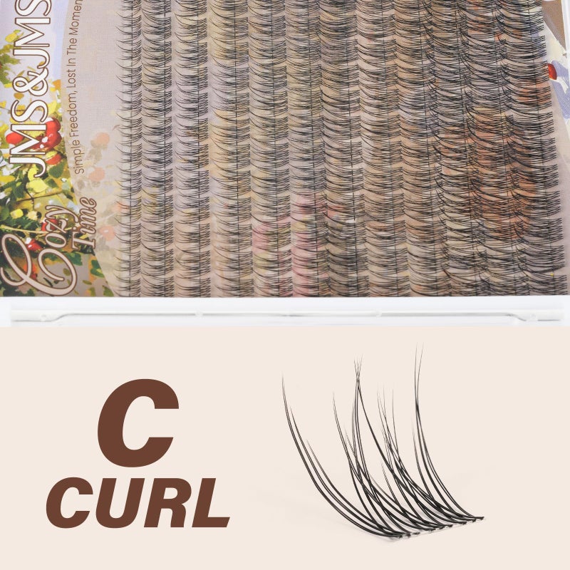 JMS&JMS Natural Look Lash Clusters Kit C Curl Fluffy Lash Clusters Wispy Eyelash Extension Kit Invisible Band with Waterproof DIY at Home(8-16MIX) - Image 4