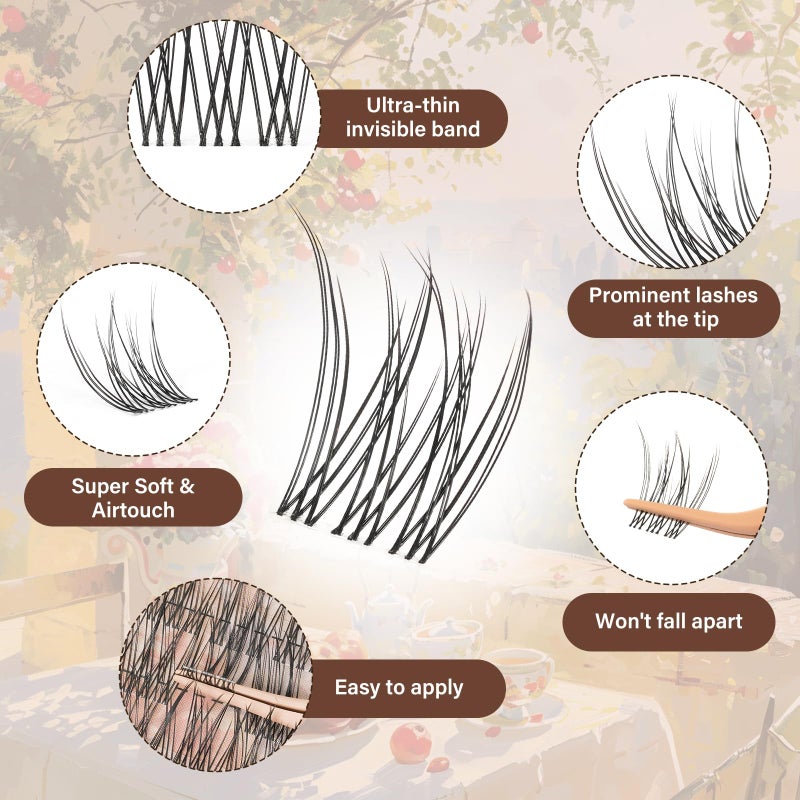 JMS&JMS Natural Look Lash Clusters Kit C Curl Fluffy Lash Clusters Wispy Eyelash Extension Kit Invisible Band with Waterproof DIY at Home(8-16MIX) - Image 3