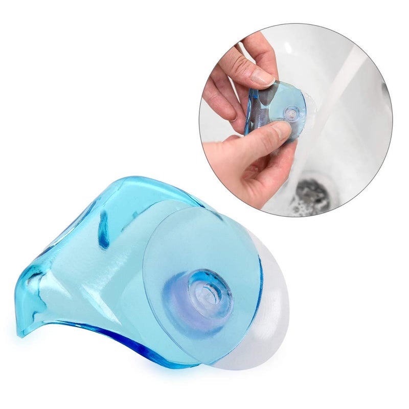 kwmobile 2x Razor Holder with Suction Cup - Self-Adhesive Shaver Wall Mount - Bathroom Organizer for Glass and Tiles - Black/Light Blue/Transparent - Image 3