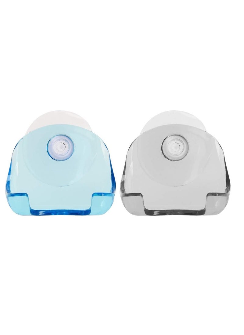 kwmobile 2x Suction Cup Holder Plastic for Razor - Black/Light Blue/Transparent  - Image 1
