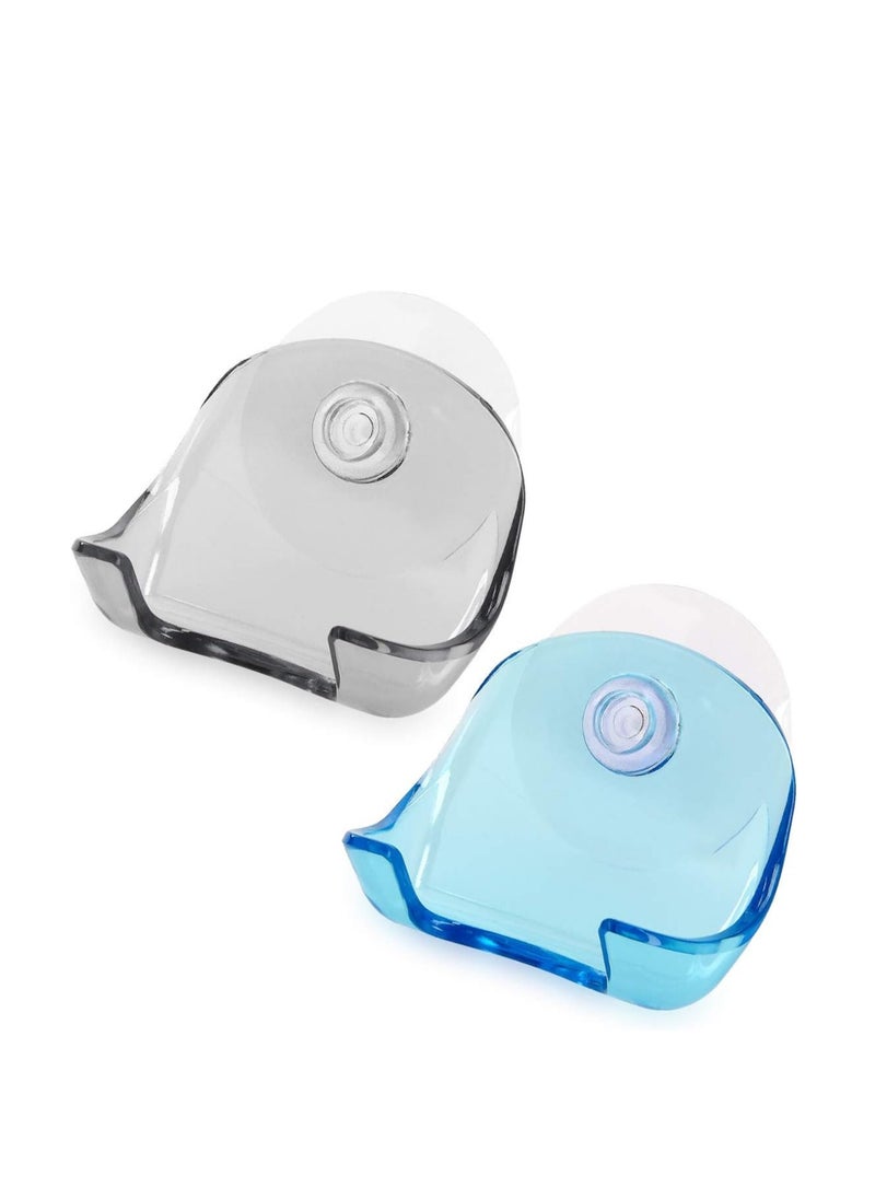 kwmobile 2x Suction Cup Holder Plastic for Razor - Black/Light Blue/Transparent  - Image 4